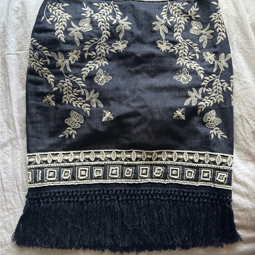 Elle Sasson blue embroidered skirt